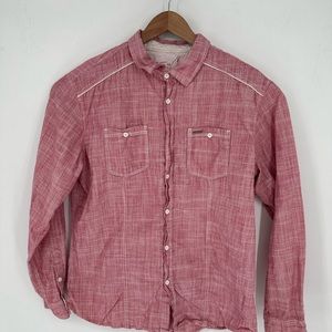 Marc Ecko Shirt Mens Sz L Red Button Down Cut & Sew Long Sleeve T0